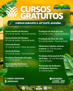 Expô Janaúba 2026 terá cursos gratuitos e certificados durante a maior festa agropecuária do Norte de Minas